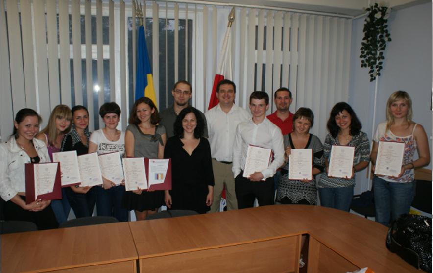 Students of the Ukrainian-Polish Cooperation Center with the certificates of the Ministry Higher Education of Poland is the highest recognition of our work in July 2011